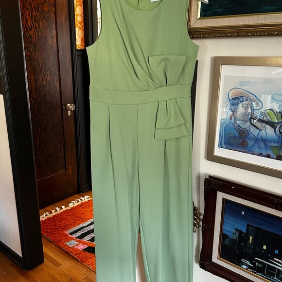 Chic green crêpe jumpsuit for girls by Abel & Lula size 10- - Picture 5 of 9